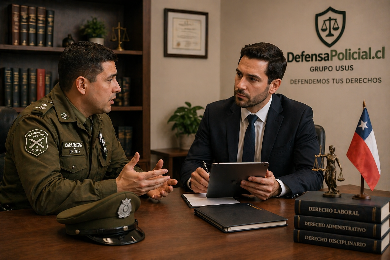 Abogado conversando con funcionario